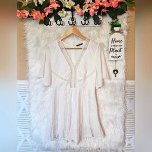 Shein Swiss Dot Lace Detail Shorts Romper